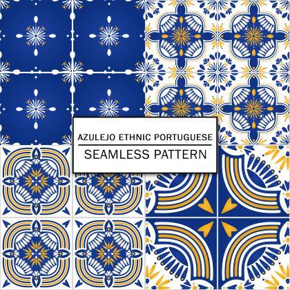 Azulejo Ethnic Portuguese Digital Paper Spring..