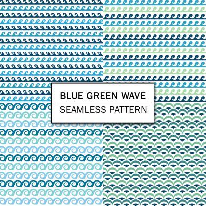Blue Green Wave Digital Paper Spring Digital Paper..
