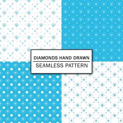 Diamonds Hand Drawn Digital Paper Spring Digital..