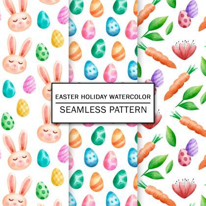 Easter Holiday Watercolor Digital Paper Spring..