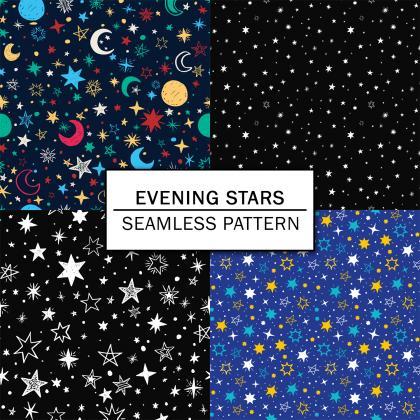 Evening Stars Digital Paper Spring Digital Paper..