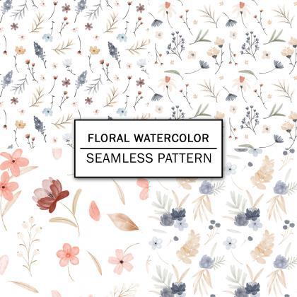 Floral Watercolor Digital Paper Spring Digital..