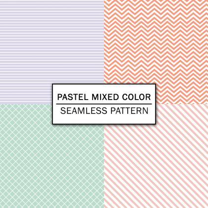 Pastel Mixed Color Digital Paper Spring Digital..