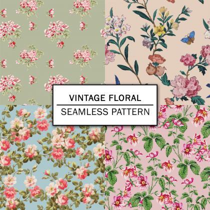 Vintage Floral Digital Paper Spring Digital Paper..