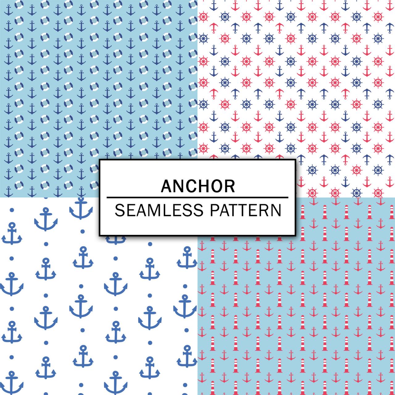 Anchor Navy Blue Digital Paper Spring Digital Paper Scrapbooking Paper Set Digital Paper Pack Digital Downloads