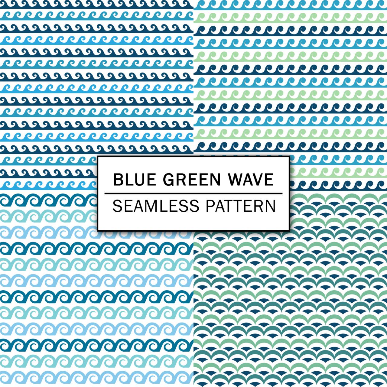Blue Green Wave Digital Paper Spring Digital Paper Scrapbooking Paper Set Digital Paper Pack Digital Downloads