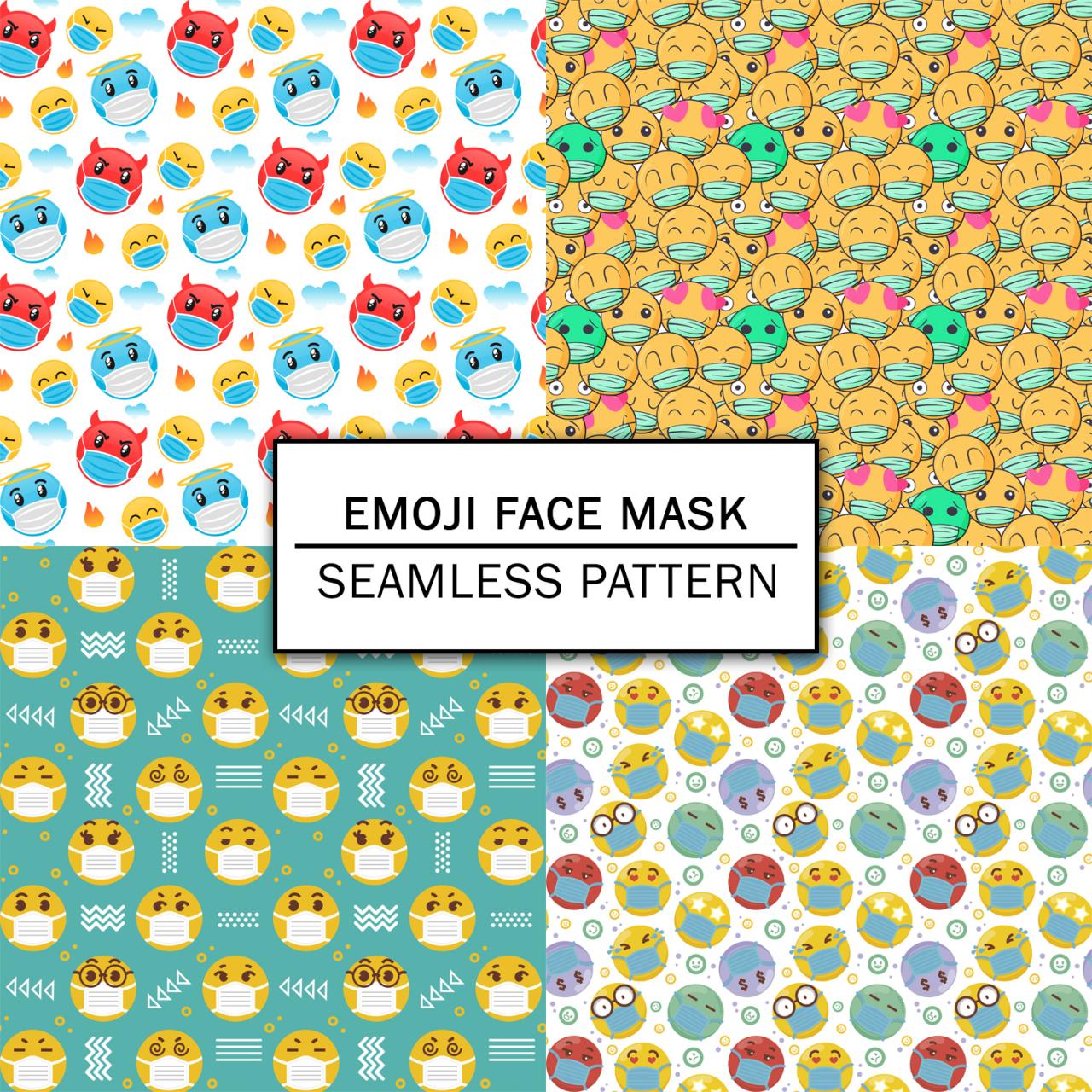 Emoji Face Mask Digital Paper Spring Digital Paper Scrapbooking Paper Set Digital Paper Pack Digital Downloads