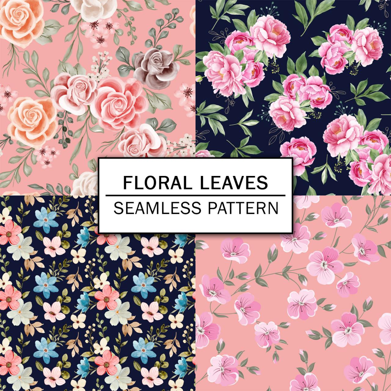 Floral Leaves Digital Paper Spring Digital Paper Scrapbooking Paper Set Digital Paper Pack Digital Downloads