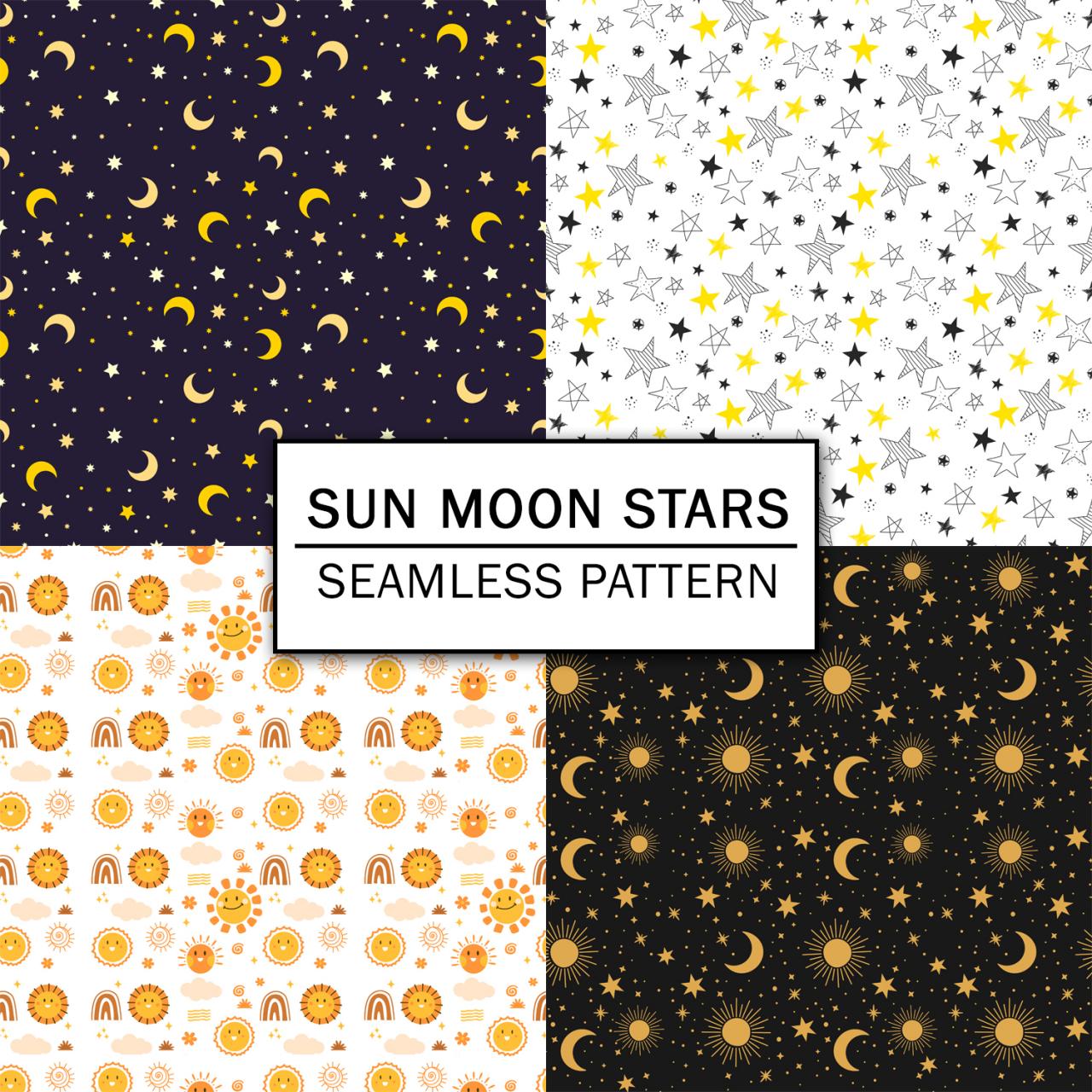 Sun Moon Stars Digital Paper Spring Digital Paper Scrapbooking Paper Set Digital Paper Pack Digital Downloads
