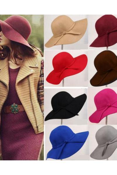 Magik Vintage Women Wide Brim Floppy Warm Wool-look/effect Hat Trilby Bowler Cap