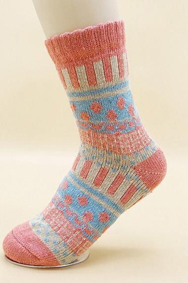 Us 5 Pairs Wool Socks Womens Winter Warm Thick Knit Cabin Cozy Crew Socks 5-9