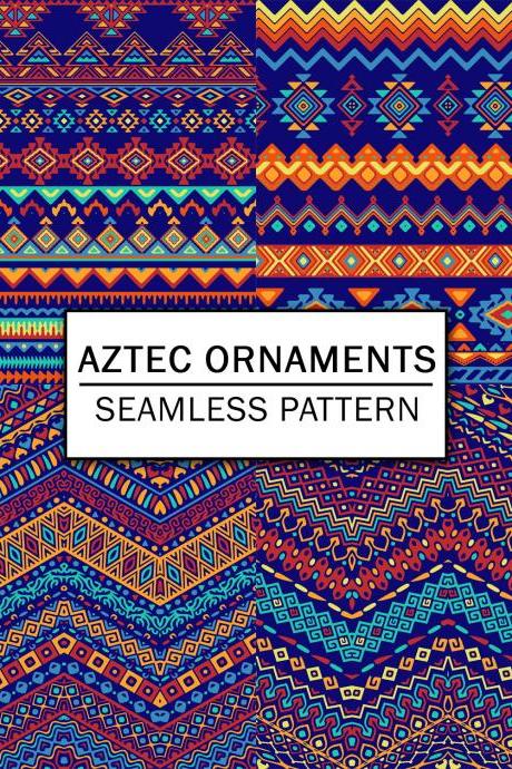 Aztec Ethnic Ornaments Digital Paper Spring Digital Paper Scrapbooking Paper Set Digital Paper Pack Digital Downloads