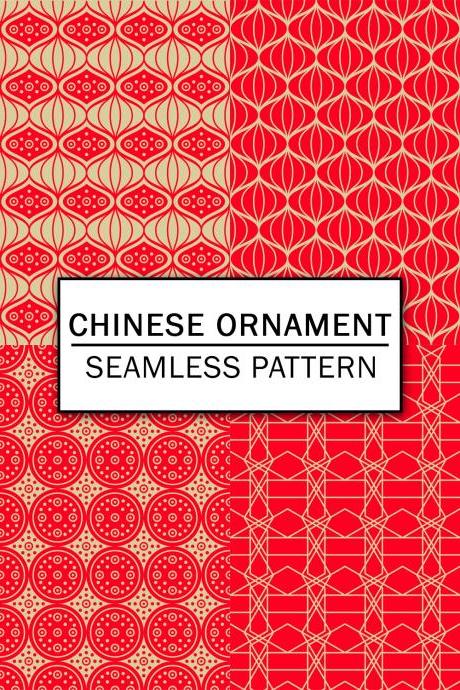 Chinese Red Ornament Digital Paper Spring Digital Paper Scrapbooking Paper Set Digital Paper Pack Digital Downloads