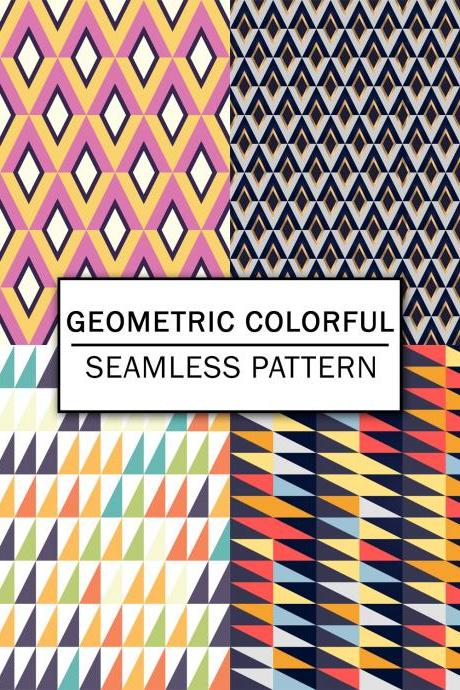 Geometric Colorful Digital Paper Spring Digital Paper Scrapbooking Paper Set Digital Paper Pack Digital Downloads