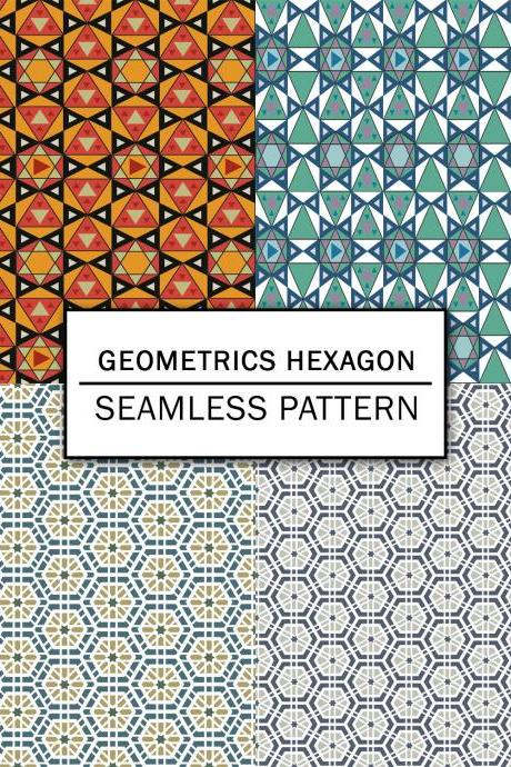Geometrics Hexagon Digital Paper Spring Digital Paper Scrapbooking Paper Set Digital Paper Pack Digital Downloads
