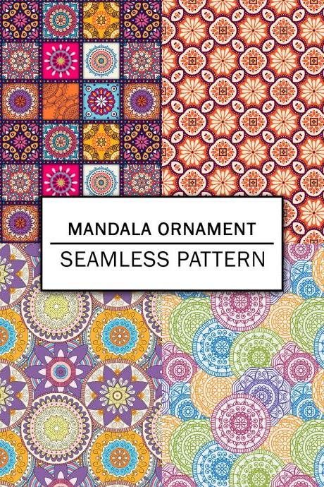 Mandala Ornament Digital Paper Spring Digital Paper Scrapbooking Paper Set Digital Paper Pack Digital Downloads