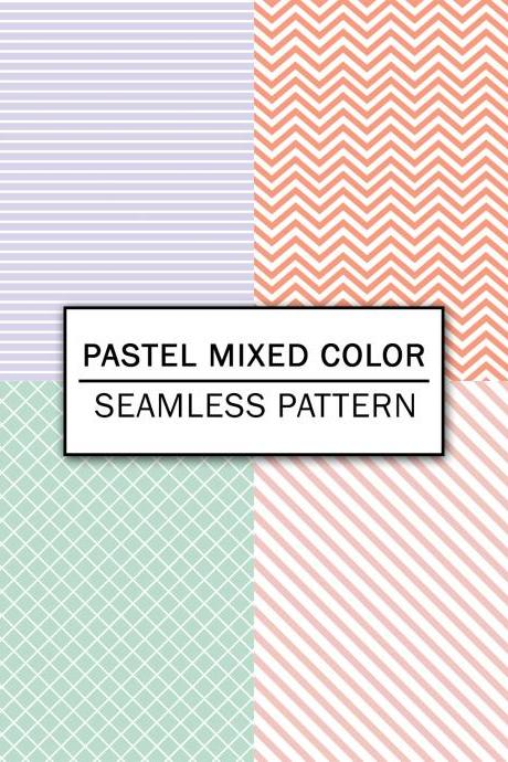 Pastel Mixed Color Digital Paper Spring Digital Paper Scrapbooking Paper Set Digital Paper Pack Digital Downloads
