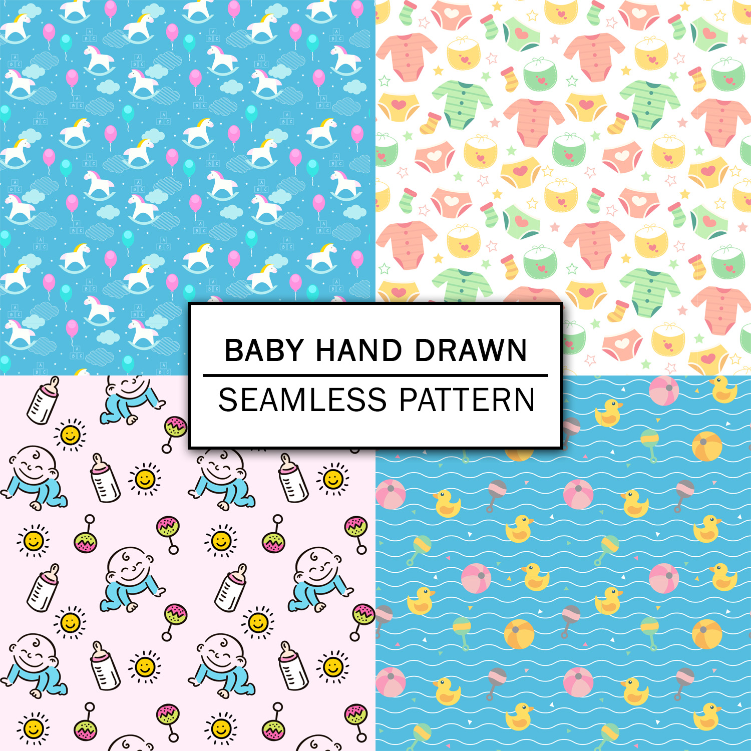 Baby Hand Drawn Digital Paper Spring Digital Paper Scrapbooking Paper ...